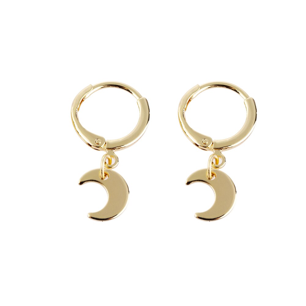 1 Paar Kleine Star Moon Bedels Oorringen Voor Vrouwen Meisjes Oor Piercing Oorbellen Mode Eenvoudige Sieraden Oor Decor