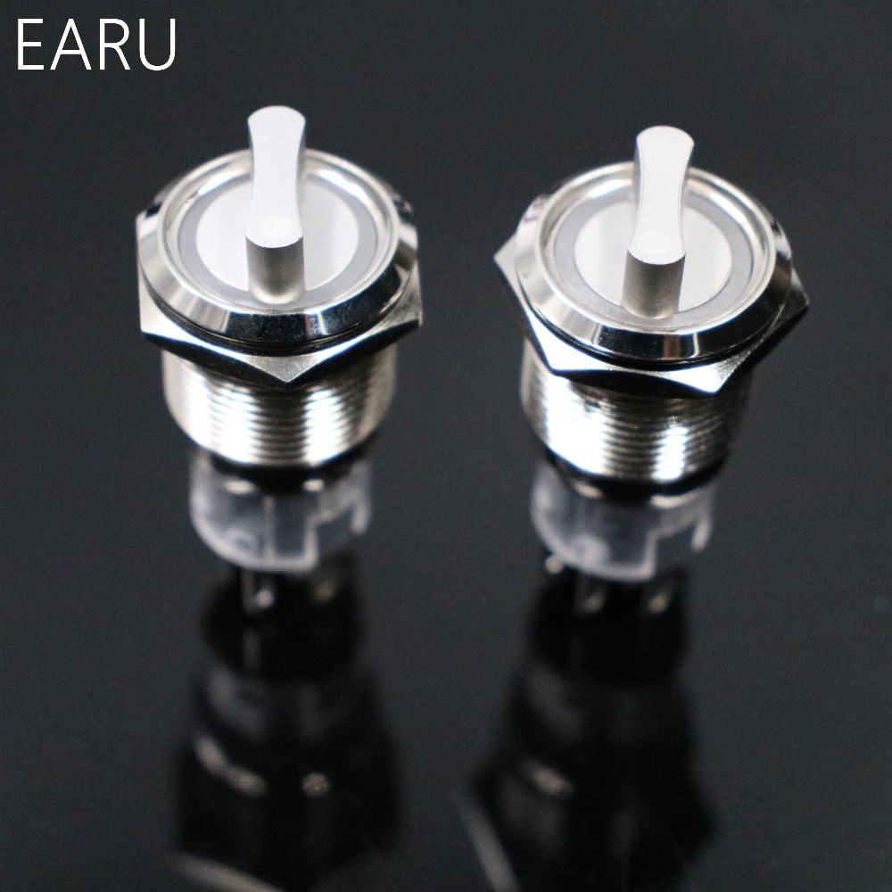 19mm 2 3 Position Switch Push Button Switch DPDT Illuminated Metal selector Rotary Switch with LED Waterproof Stainless Steel