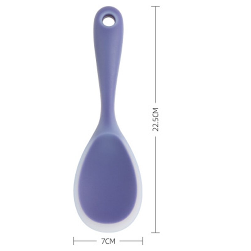 Silicone Spoon Anti-scalding Translucent Colorful Rice Scoop Heat Resistant Non-stick Rice Cooker Tableware Kitchen Cooking Tool: A-Dark blue