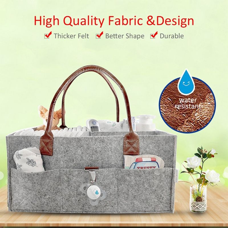 Baby Diaper Organizer Foldable Felt Storage Bag Portable Multi-function Changeable Compartments for Mom Newborn Nappies