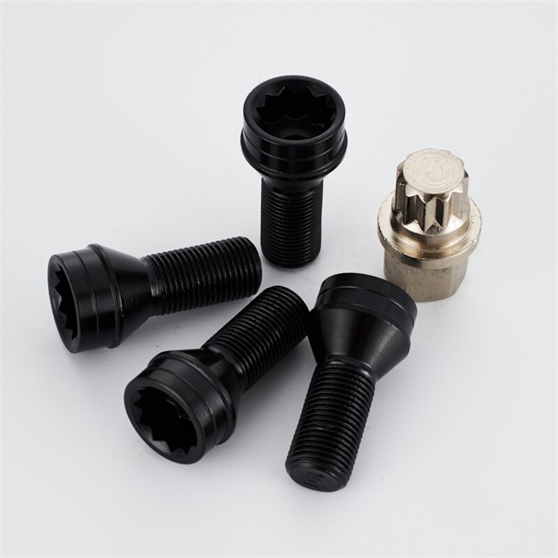 1 Set 36136776076 M14 x 1.25 Roue Boulons De Verrouillage Écrou antivol Noir + Clé Pour BMW Mini R50 R52 R53 fd076