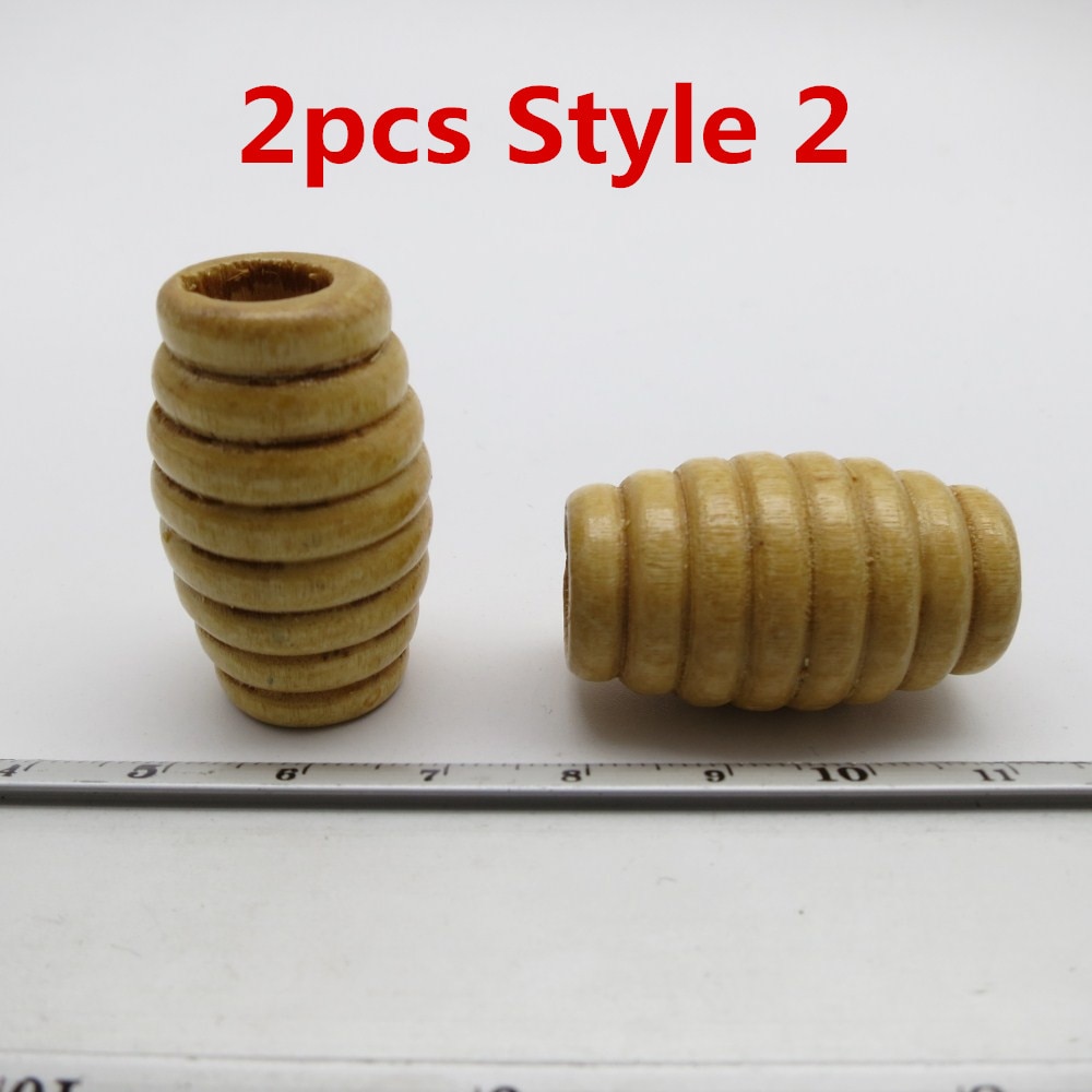 2 st -4 st spiralstil stort hål afrikanskt trähår flätat rädsla skägg dreadlock pärlor rör för tjejer kvinnor män tillbehör: 2 st stil 2