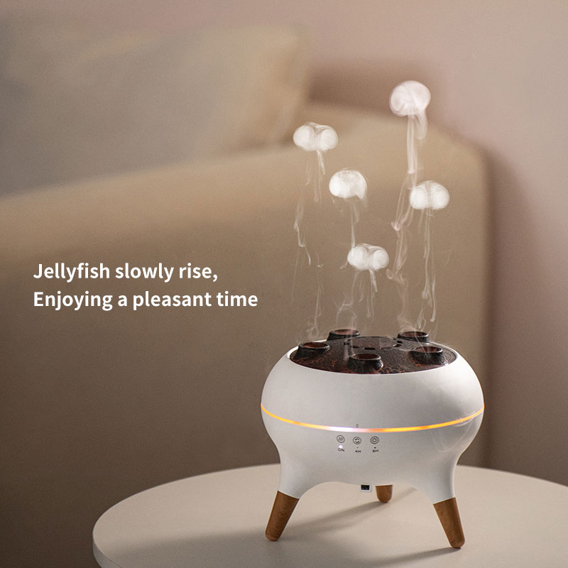 Dynamische Kwallen Luchtbevochtiger 250 ml Vlam Aromatherapie Essentiële Olie Diffuser Afstandsbediening Slaapkamer Luchtbevochtiger, 7 ColorLamp