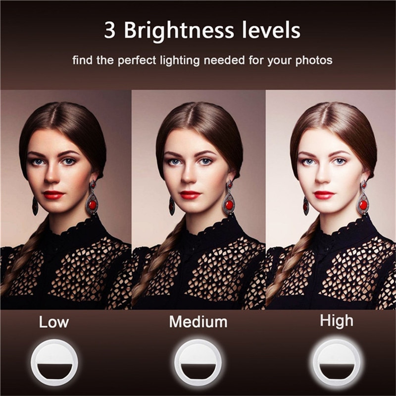 Portable Selfie Flash Led Mobile Phone Camera Ring Light USB Rechargable Tablet Clip Photography Enhancing for iPhone Smartphone