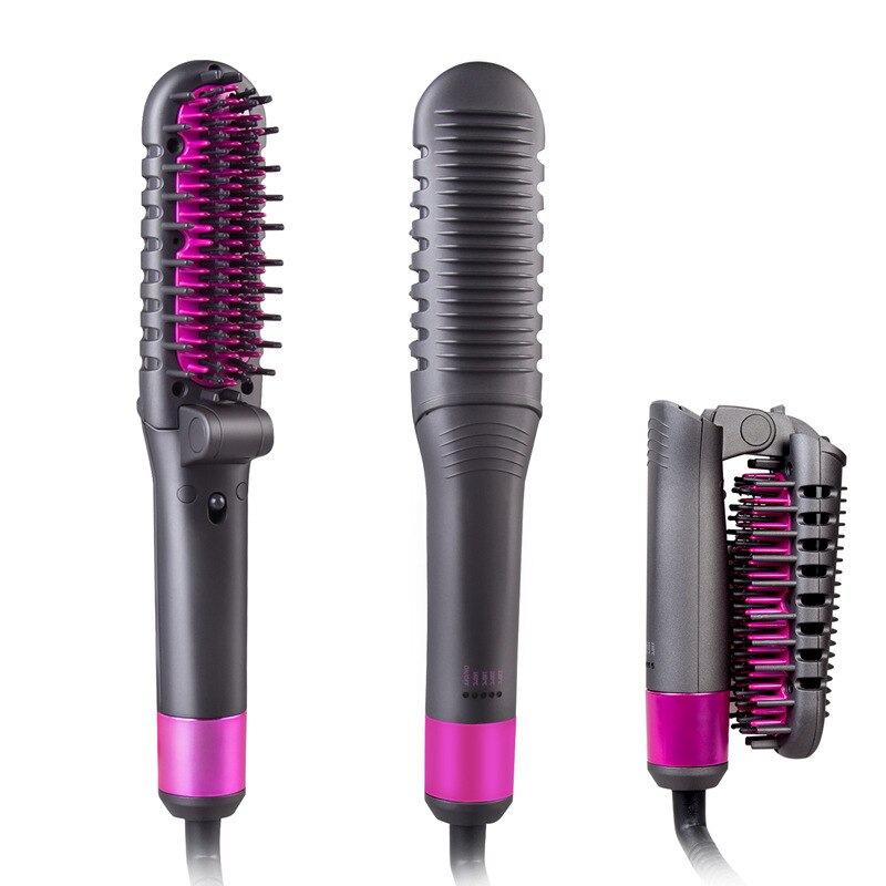 Mini cepillo eléctrico de pelo plegable multifunción, rizador de barba, plancha de pelo, herramientas de barbero, equipo de salón
