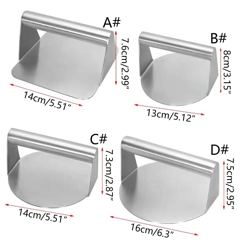 H4GD Handheld Burger Press Patty Maker Stainless Steel Hamburger Smasher Griddle Accessories for Home Cooking