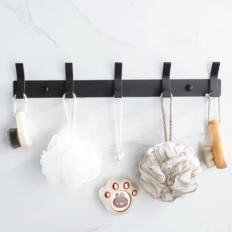 Crochets de suspension modernes pour mur, porte-serviettes noir en aluminium, porte de salle de bains, cintre pour vêtements, porte-manteau mural