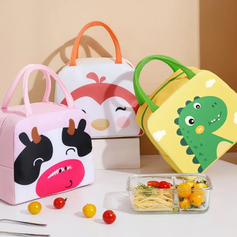 Cartoon Children's Lunch Bag Thermal Insulation Aluminum Film Waterproof Oxford Cloth Portable Lunch Bags Tote