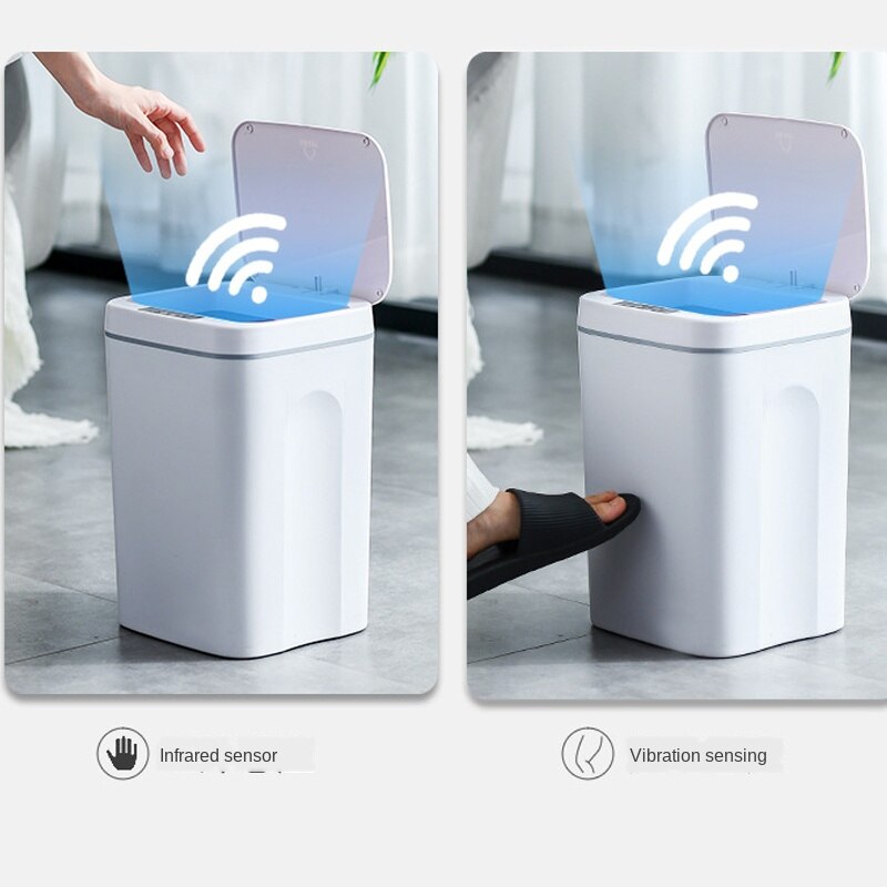 16L Automatic Induction Trash Can Touchless Intelligent Waste Garbage Bin Motion Sensor Opening Rubbish Can Electric Waste Bin