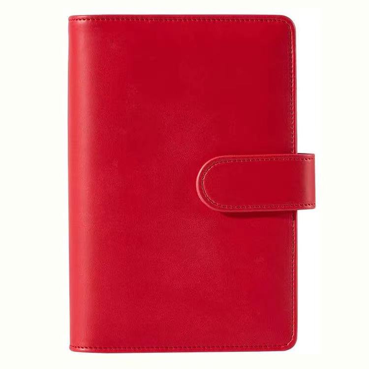 A6 Pu Lederen Notebook Losbladige Bindmiddel Hervulbare 6 Ringband Cover Met Magnetische Gesp Sluiting: Red