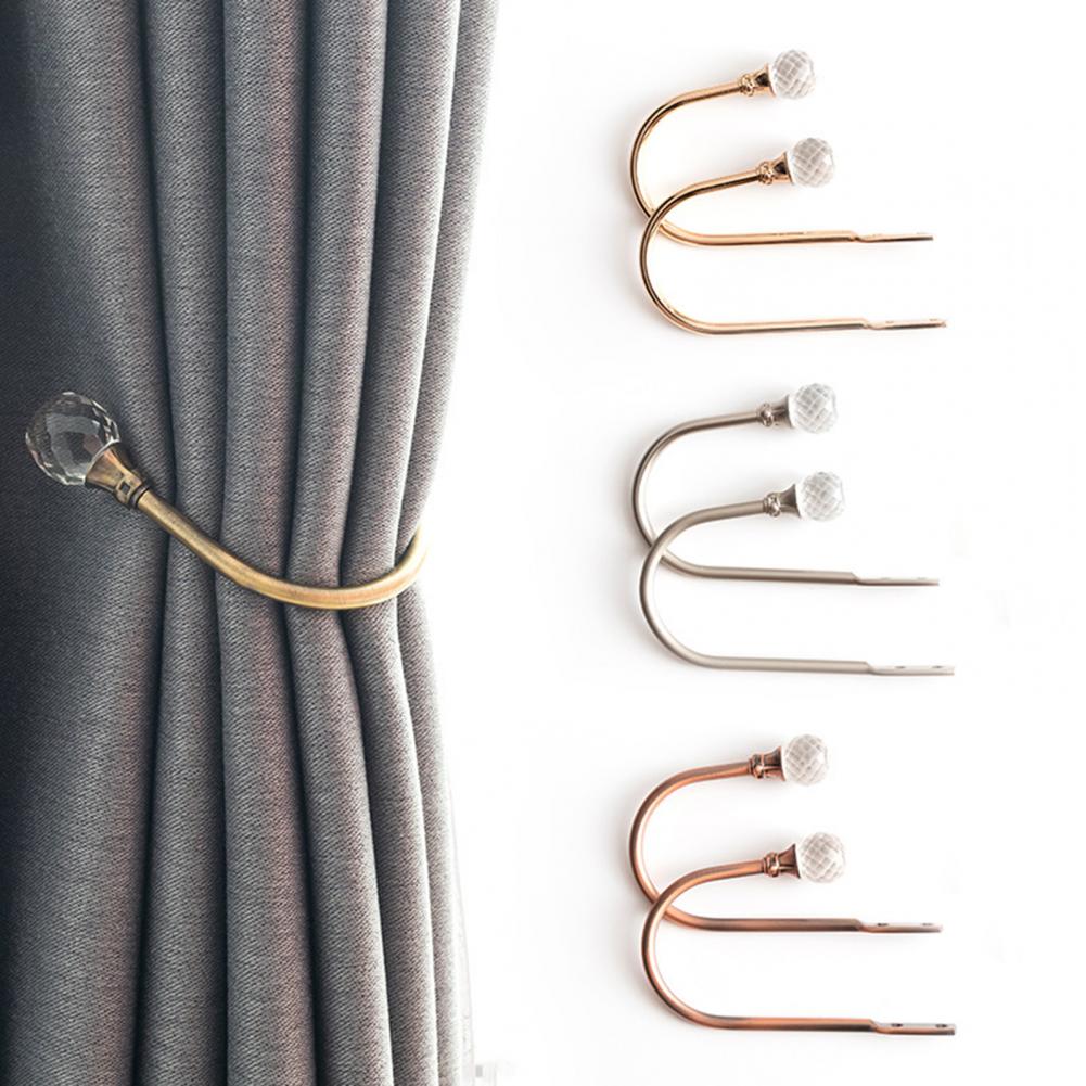 Ganchos de cortina a prueba de herrumbre, soportes de cortina en forma de U montados en la pared, ganchos decorativos de Metal para cortinas, 2 uds.