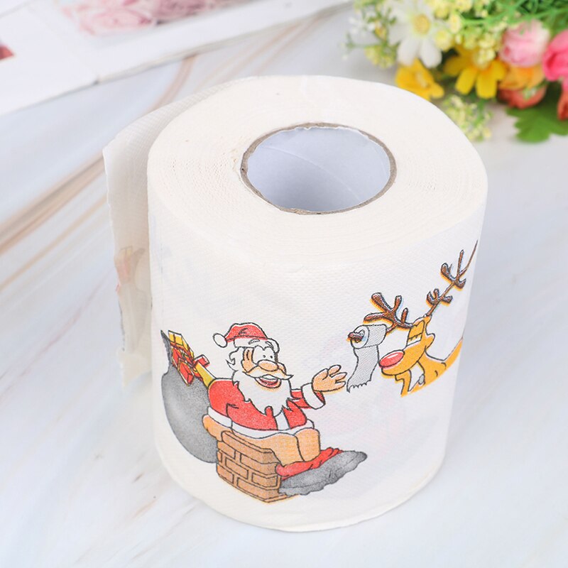 1 rouleau père noël renne imprimer noël papier toilette pour Table nouvel an décor à la maison