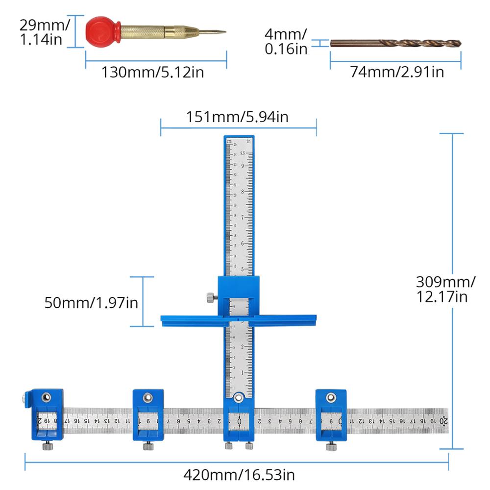 Neoteck Cabinet Hardware Handle &amp; Knob Fixture Drill Locator Aluminum Alloy Drill Guide Sleeve Drawer Pull Wood Drill Tool Set