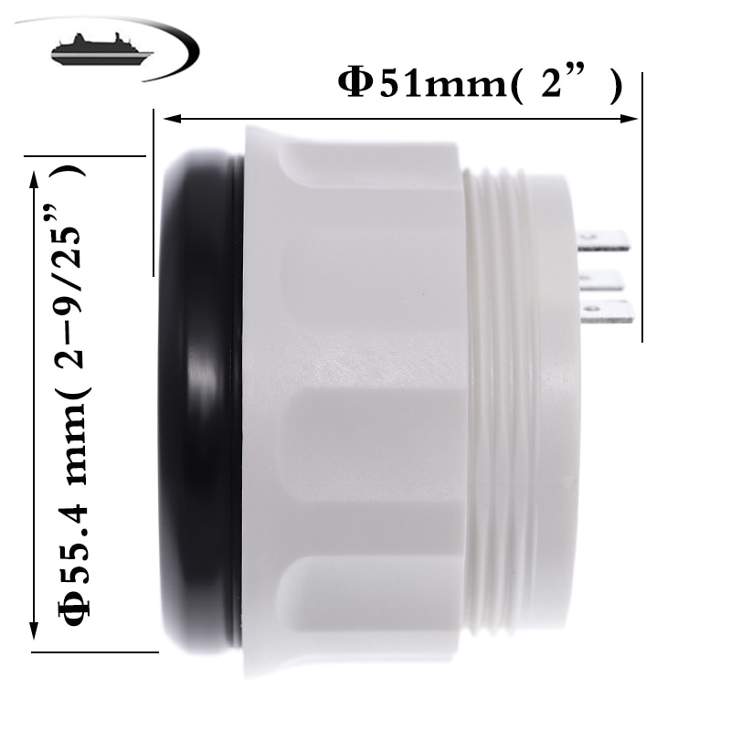 52mm 0-190ohms Marine Water Level Gauge Stainless Steel Boat Water Tank Level Indicator Gauge Tool White/Black Durable