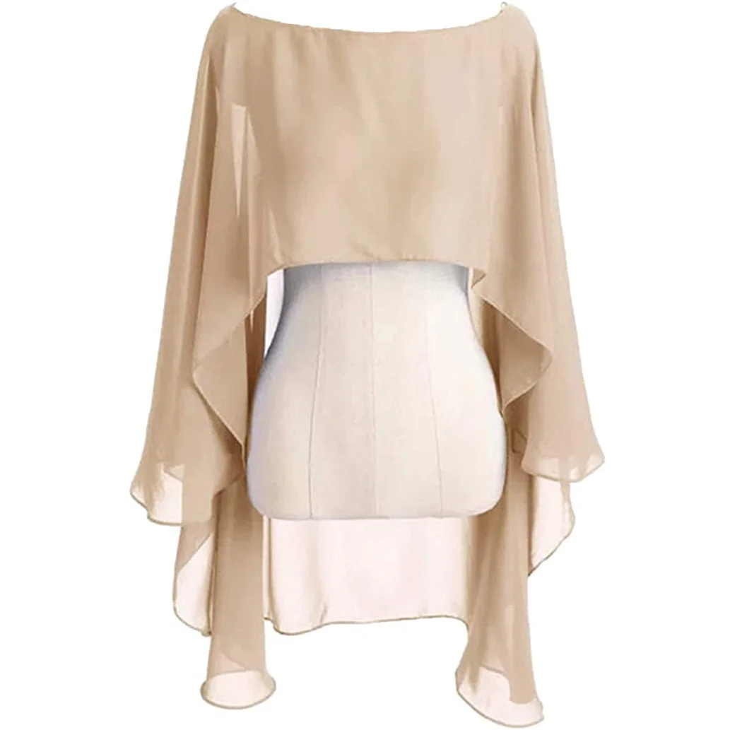 Capa de gasa para Mujer, Bolero para Mujer, Chalas de boda para Mujer, chaqueta nupcial para boda de noche, accesorios, capa de Peleryna, chal de Boda: Champán