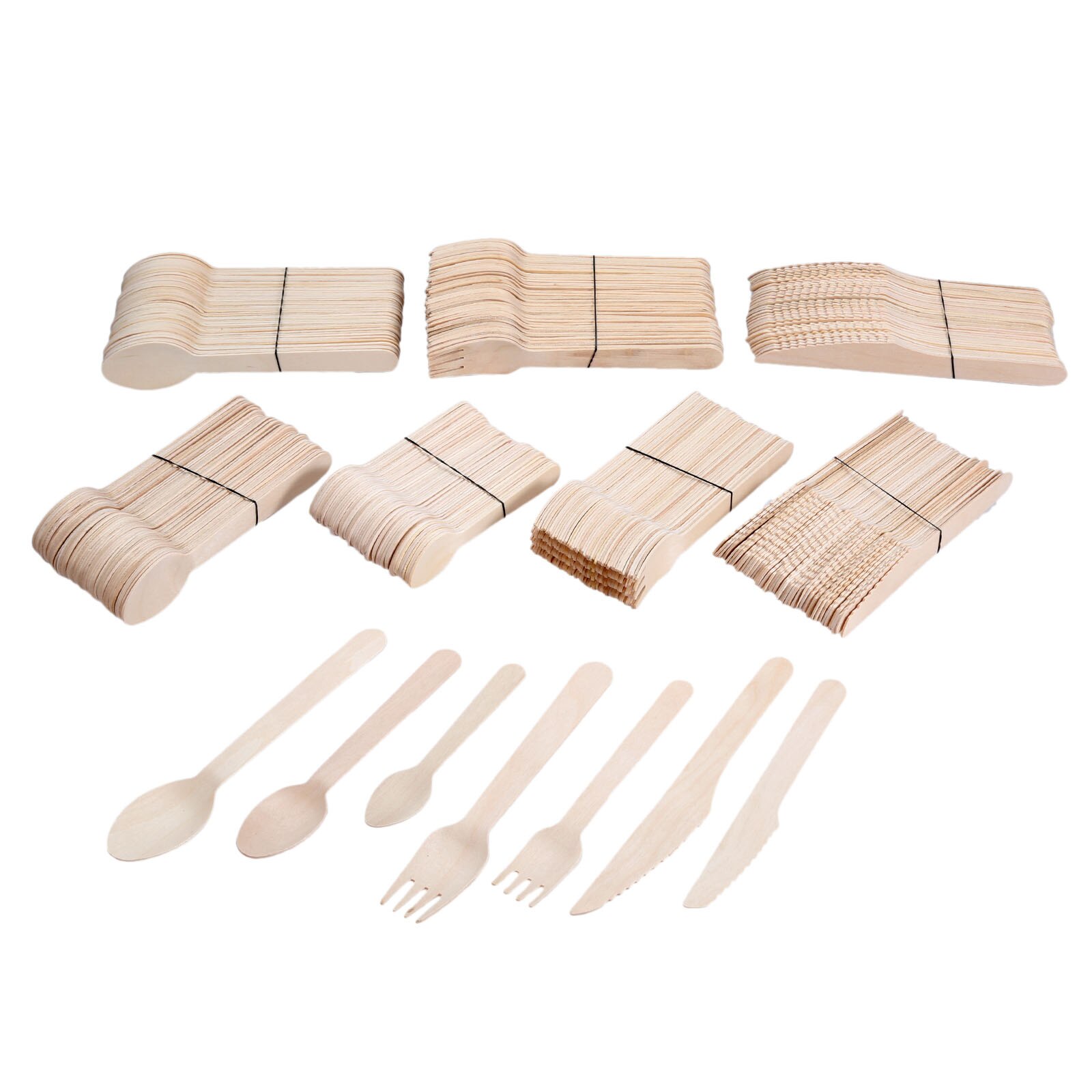 50Pcs/150Pcs Wegwerp Houten Bestek Vorken/Lepels/Cutters Messen Feestartikelen Keukengerei Dessert Servies 11Cm/14Cm