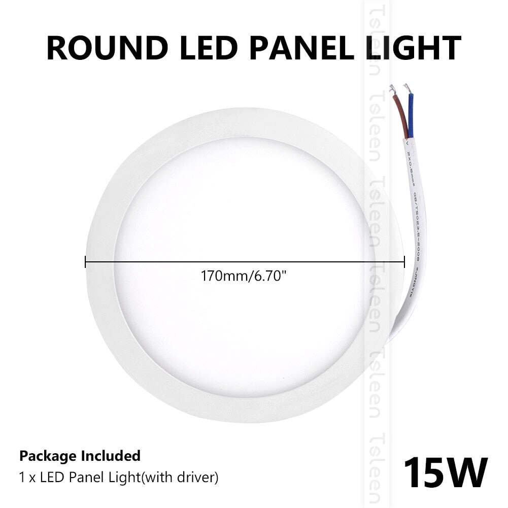 6W-20W LED Panel Light Ceiling Lights Round Square Cold White Natural Light LED Fixtures Ceiling Lamps For Living Room Lighting: Round 15W