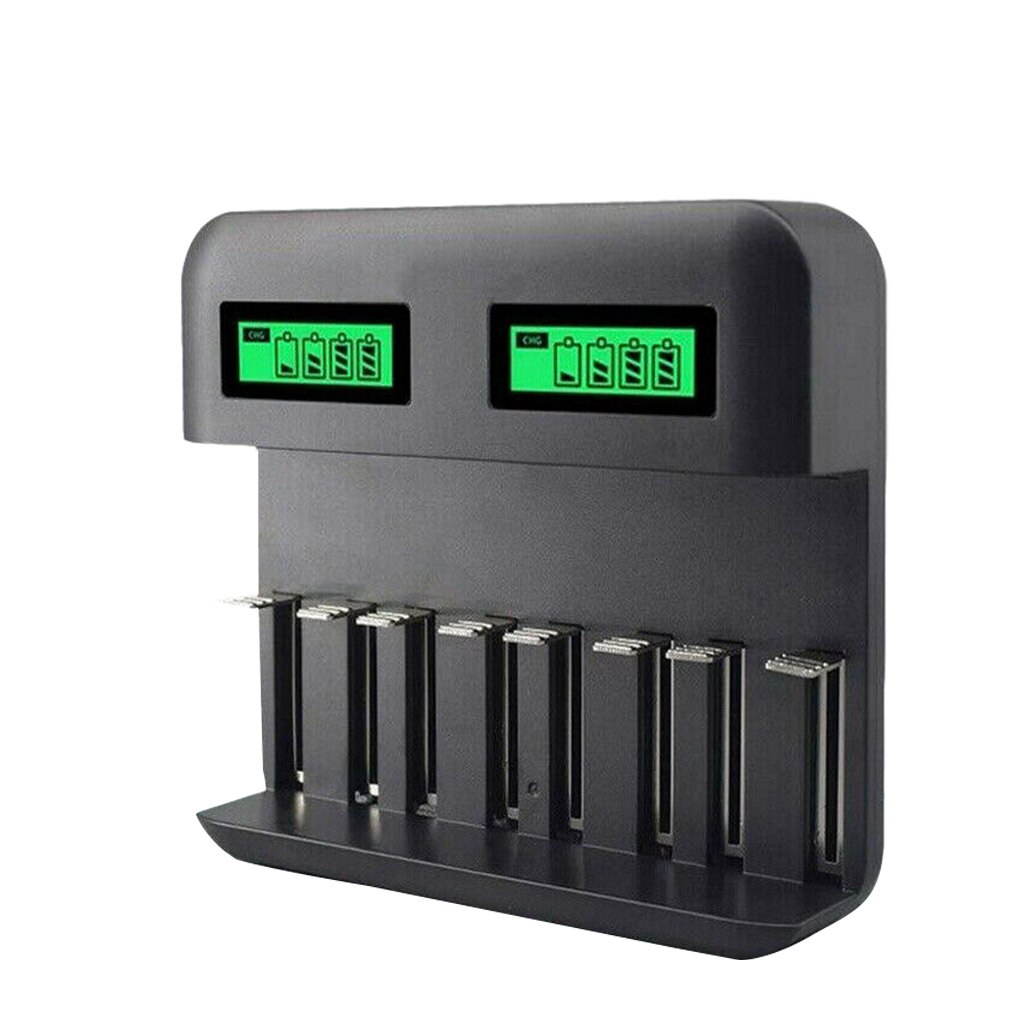 8-Slot Battery Charger Usb Powered Aa/Aaa/C/D Oplaadbare Batterij Lader Met Lcd Display: Default Title