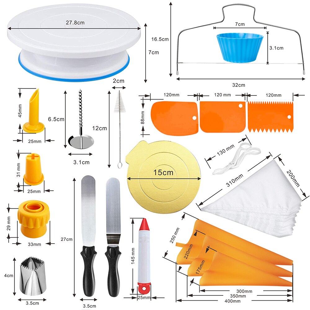 164PCS/Set Multifunction Cake Turntable Set Cake Decorating Tools Kit Pastry Nozzle Fondant Tool Kitchen Dessert Baking Supplies