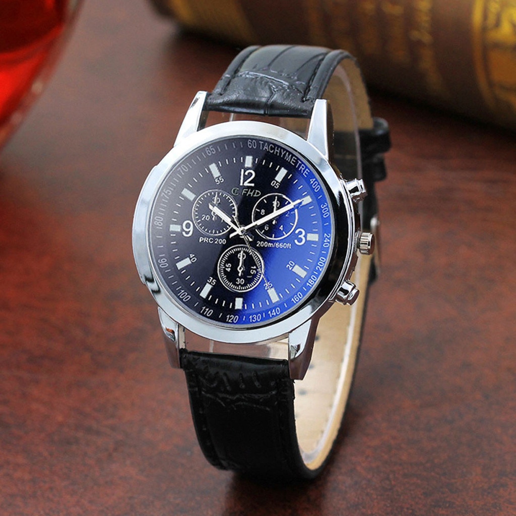 Mens Luxe Horloge Ray Glas Horloge Casual Neutrale Quartz Simuleert De Pols Horloge Business Horloge Reloj De Hombre