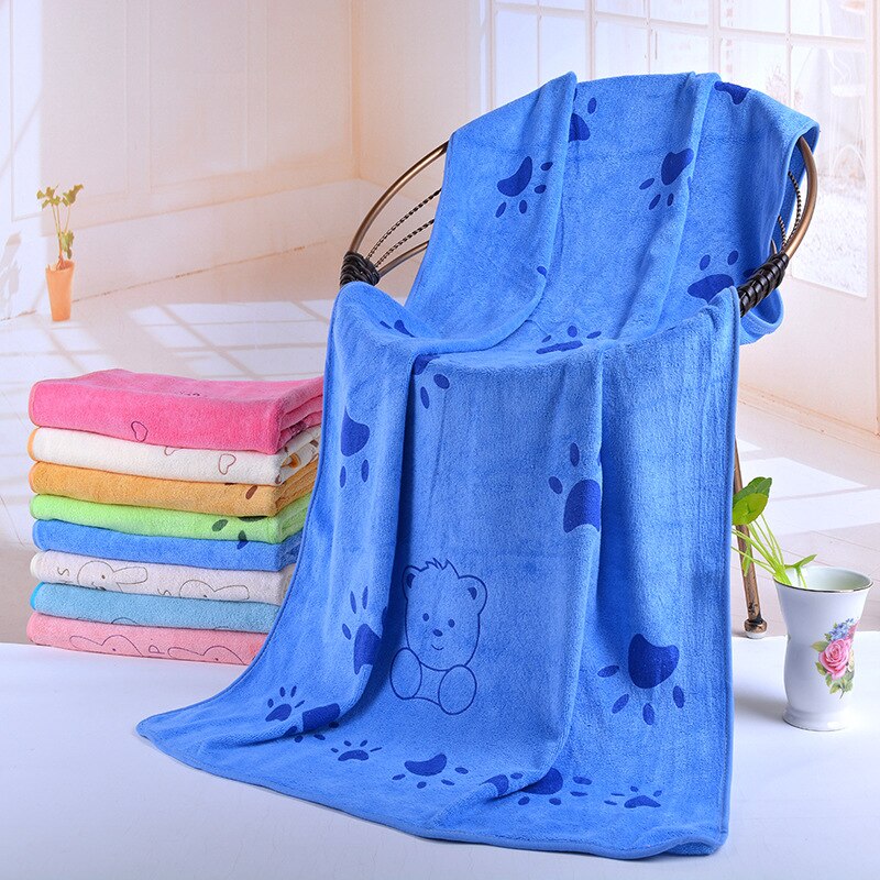 Soft Cartoon Bath Towel Superfine Fiber Towels Soft and Absorbent Towel for Home Bathroom Absorbent Towels Super Large Blue