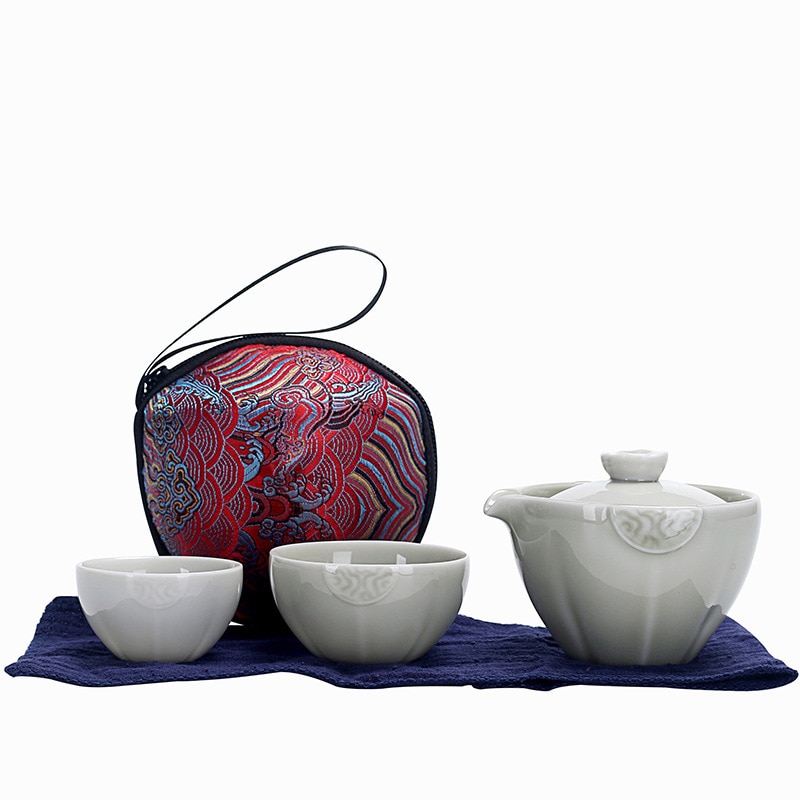 japanese ceramic tea cup Travel Include 1 Pot 2 Cup, gaiwan,Beautiful easy teapot kettle,kung fu teaset