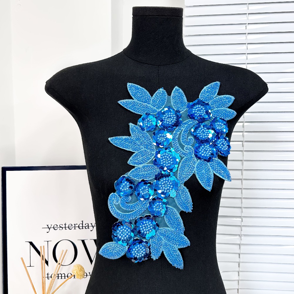 Parches bordados de flores de lentejuelas, parches elegantes y exquisitos para ropa, flores tridimensionales, apliques de ropa desmontables DIY: Cobre envejecido