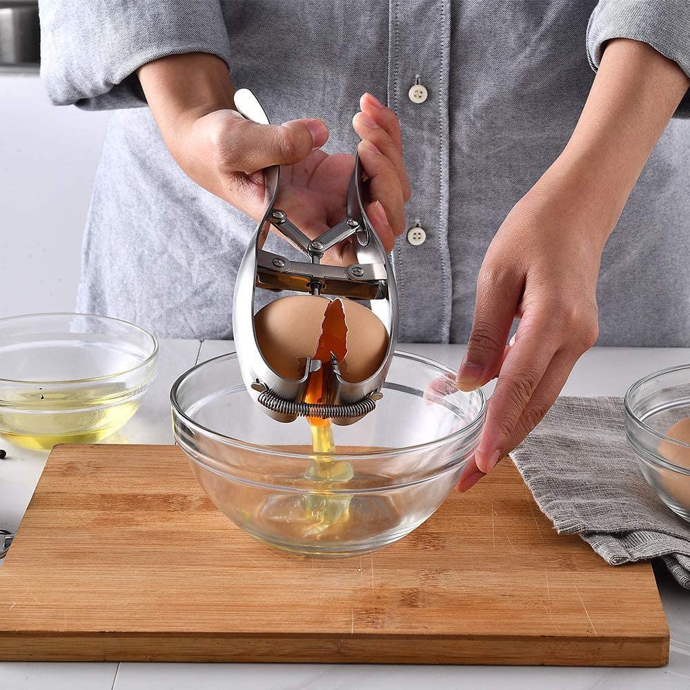 Stainless Steel Raw Egg Opener Portable Egg Shell Breaker Eggshell Cutter Eggs Opening Separator Egg Stripper Quick Egg Opener