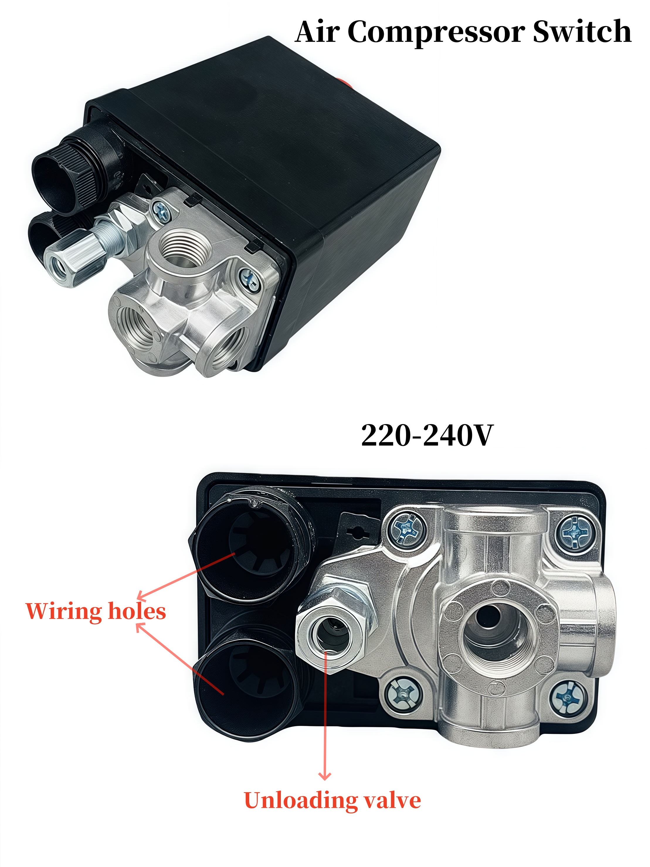 Air Compressor Pressure Switch 90-120psi Automatic air pressure switch Electric Air Compressors Tool Accessory: black