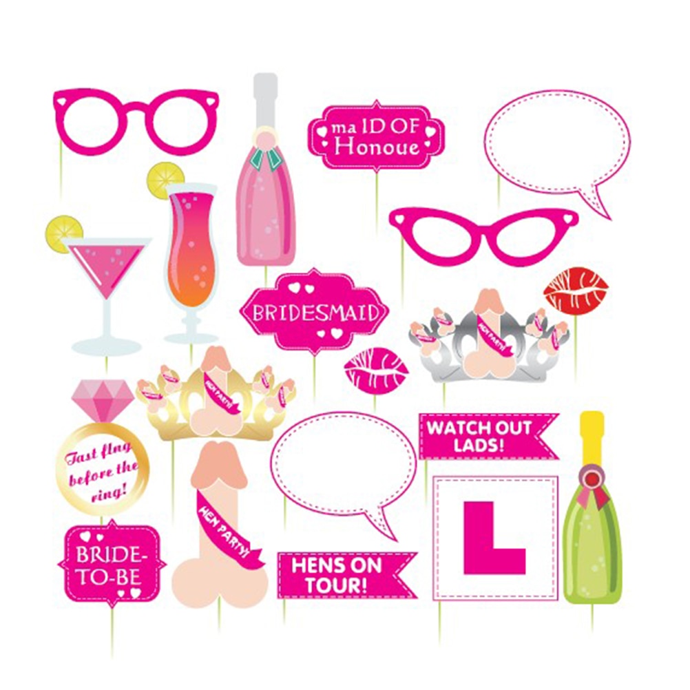 20 PCS Bachelorette Party Photo Booth Props Kit He... – Grandado