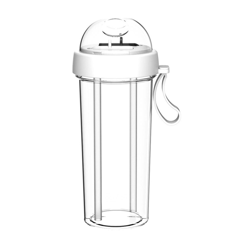 420/600ml bærbare doble sugerør separat drikkevann drikkeflaske par matgodkjent plast: Hvit 600ml