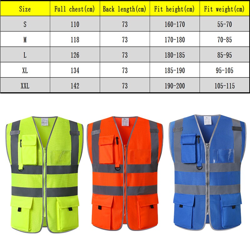 Blue Mesh Safety Vest High Visibility Safety Vest Security Vest With Highlight Reflective Stripes hi vis Workwear Waistcoat