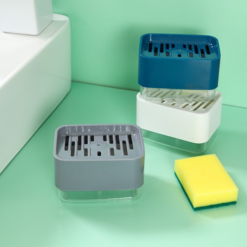Kitchen Automatic Liquid Soap Dispenser Box Press-type Scouring Pad Sponge Holder Soap Dispenser Case USJ99