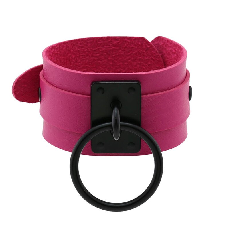 Bracelet punk rond en cuir pu, manchette gothique multicolore, pour femmes et hommes, bijoux de fête: Couleur 16
