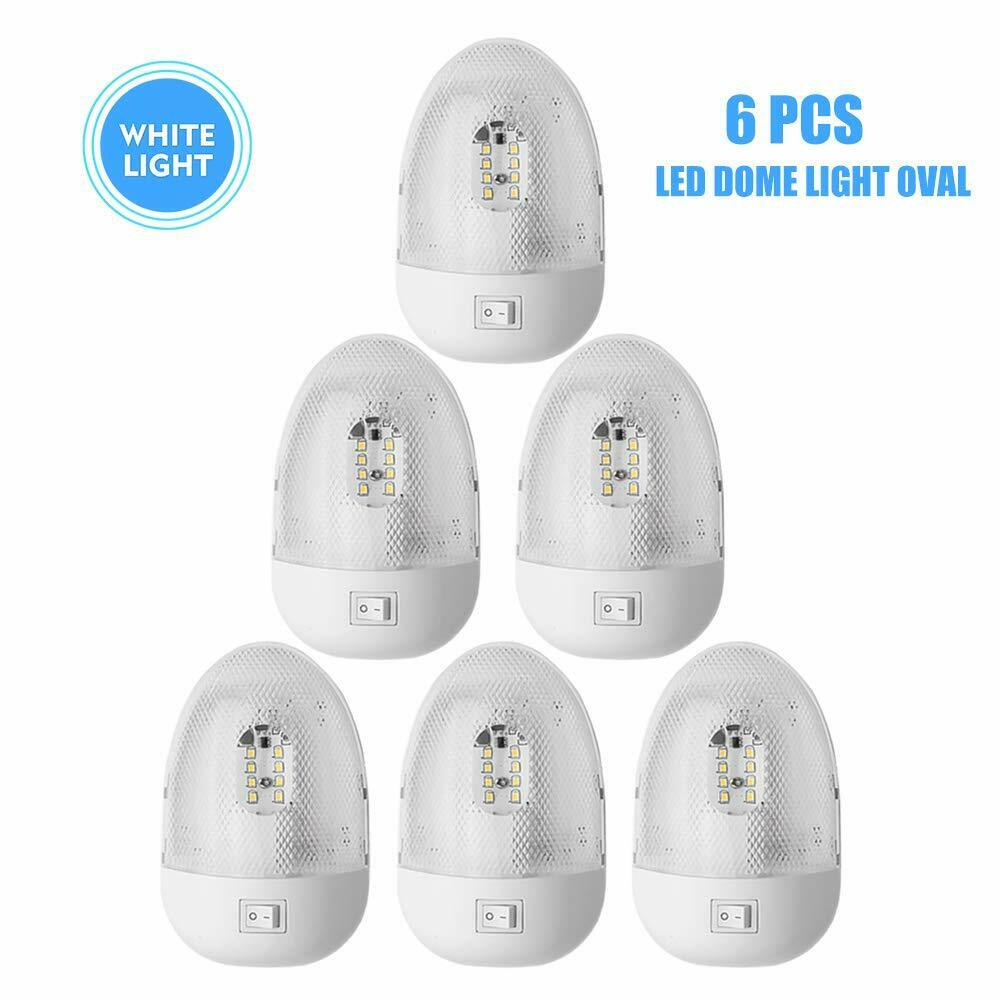 6PCS 12V LED RV Ceiling Dome Light Switch On/Off 4000K White for Campervan Motorhome RV