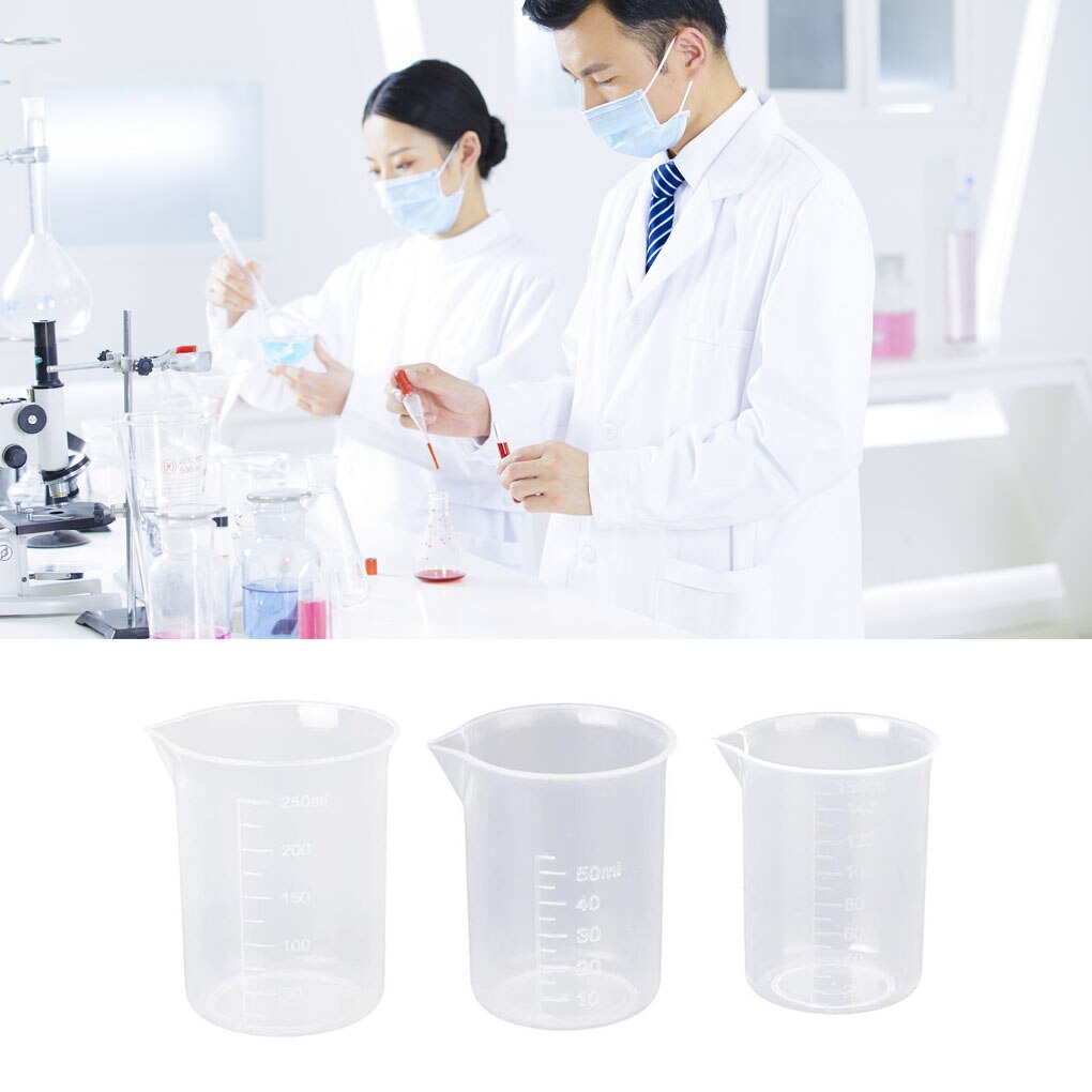 3Pcs/Set 50ml /150ml /250ml Clear Plastic Graduated Measuring Cup For Baking Beaker Liquid Measure JugCup Container Kitchen Tool