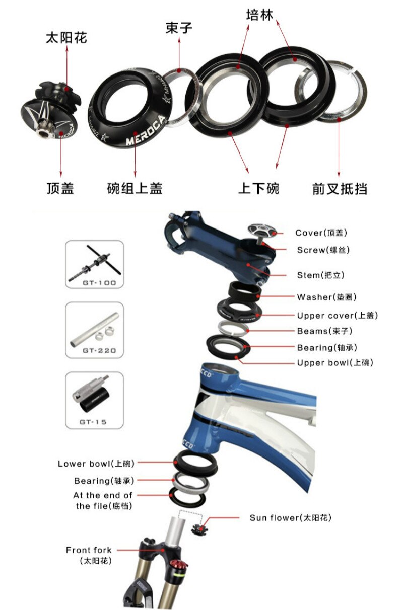 Merocamtb mountainbike forseglet leje headset cykel 44mm indbyggede lejer headset ultralet lige rør hoved sæt