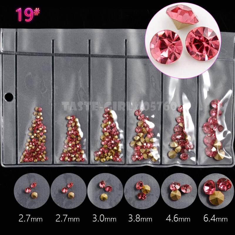 6 Gitter/Pack mischen 5 Größen Nagel funkeln V-Boden Scharf Diamant Edelsteine Arylic Nagel Kunst Strass Juwel dekorationen Manikübetreffend DIY GZ: GZZ19
