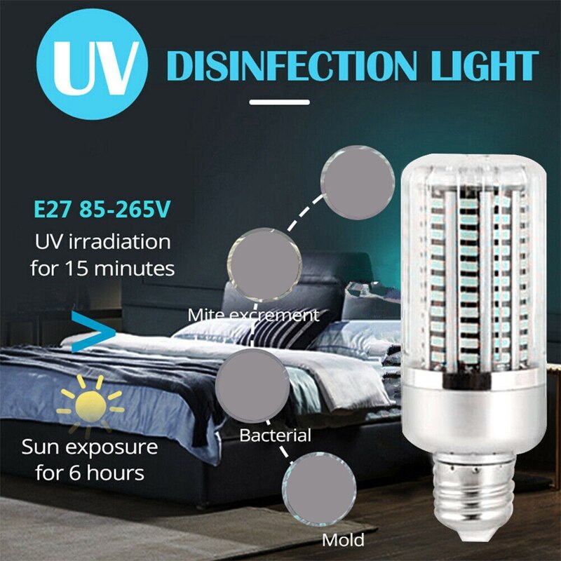 GTBL UV Germicidal Disinfection Lamp LED UVC E27 Home Ozone Disinfection Light Bulb