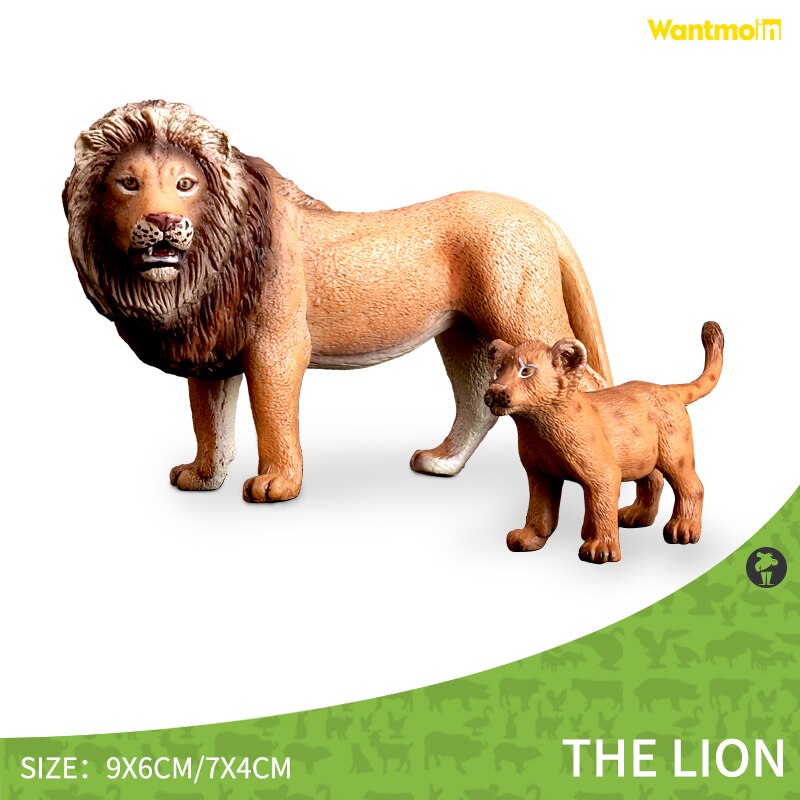 Wild Animals Model Family with Kangaroo Hippo Rhino Tiger Zebra/Realistic Wildlife Collection action figure for kids: lion