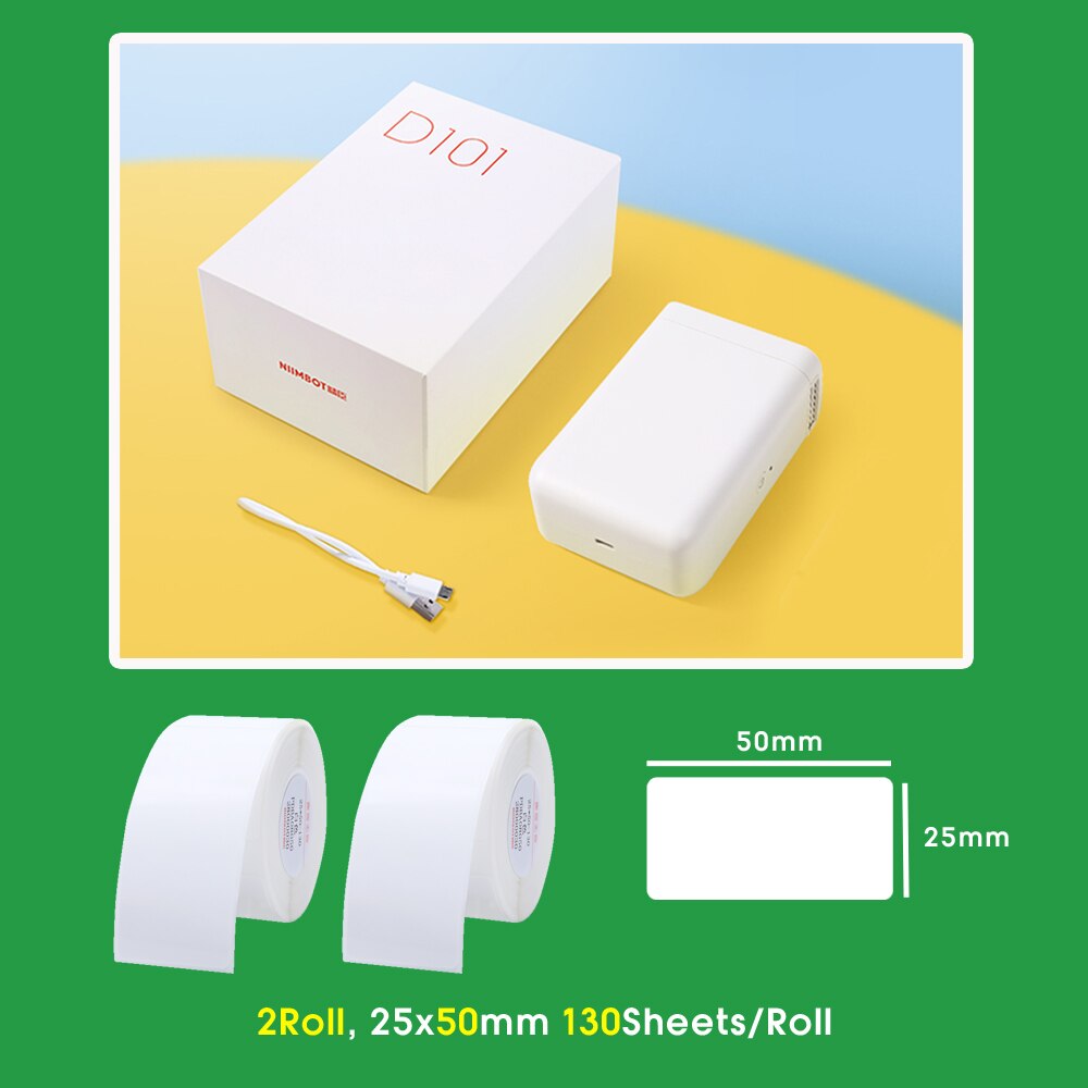 NIIMBOT D101 Portable Wireless Label Maker Machine Mini Pocket Thermal Label Printer 10-25mm Label Width for Retail Store Home: D101 add 2Roll B