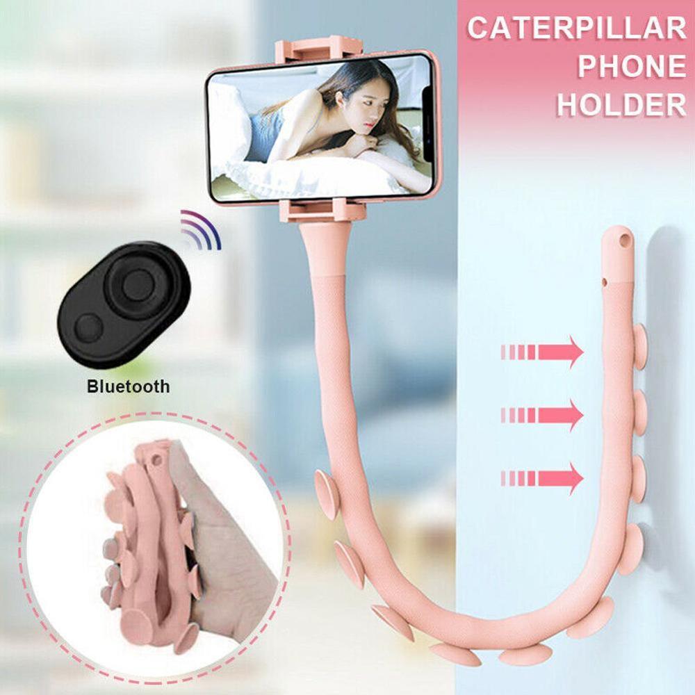 Shellnail søt caterpillar lazy bracket mobiltelefon holder orm fleksibel telefon sugekopp stativ for hjemmevegg stasjonær sykkel