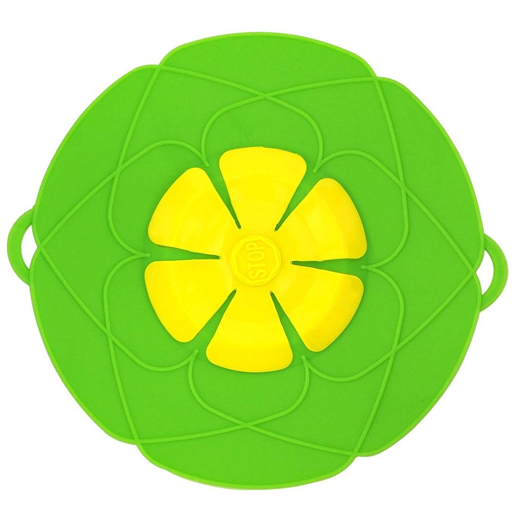 Spill Stopper Pot Lid Cover, Silicone Soup Boiled Anti-Spill Lids, FDA Free Boil Over Preventer Porridge Stopping Safeguards: Green