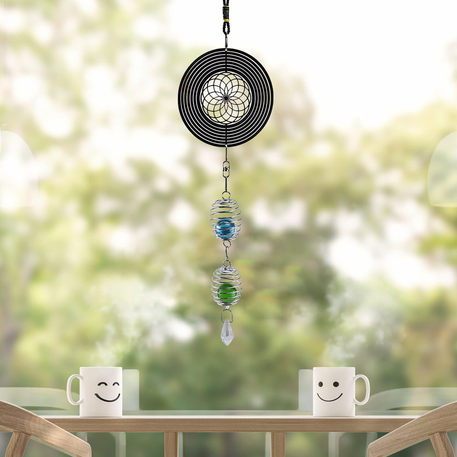 25# Vintage Rotating Wind Bell Heart Round Star Shape Metal Wind Chime Unique Household Handicrafts Pendant Home Decor