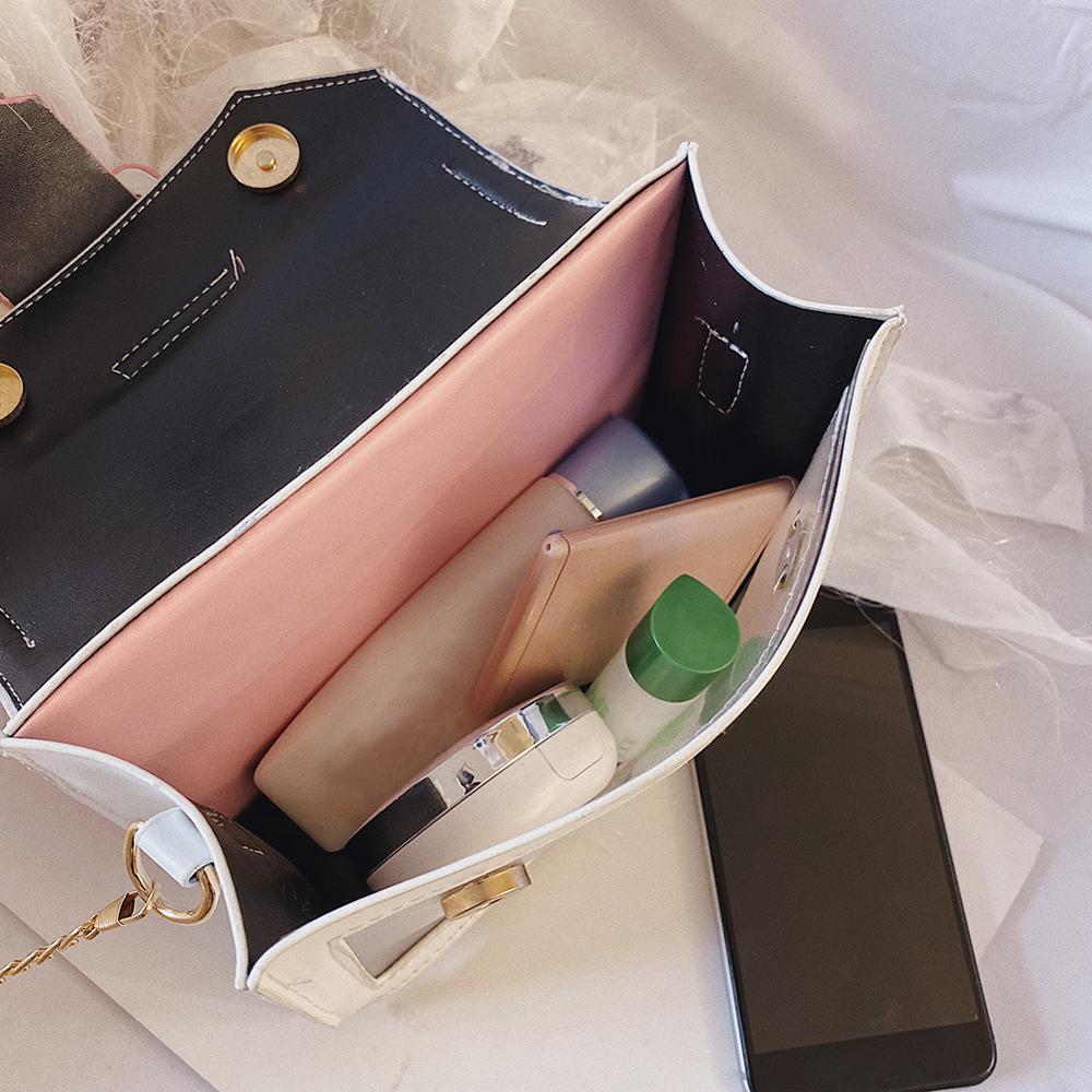 Kontrastfärg pu läder crossbody väskor för kvinnor skurna dam liten axel messenger bag kvinnliga resehandväskor