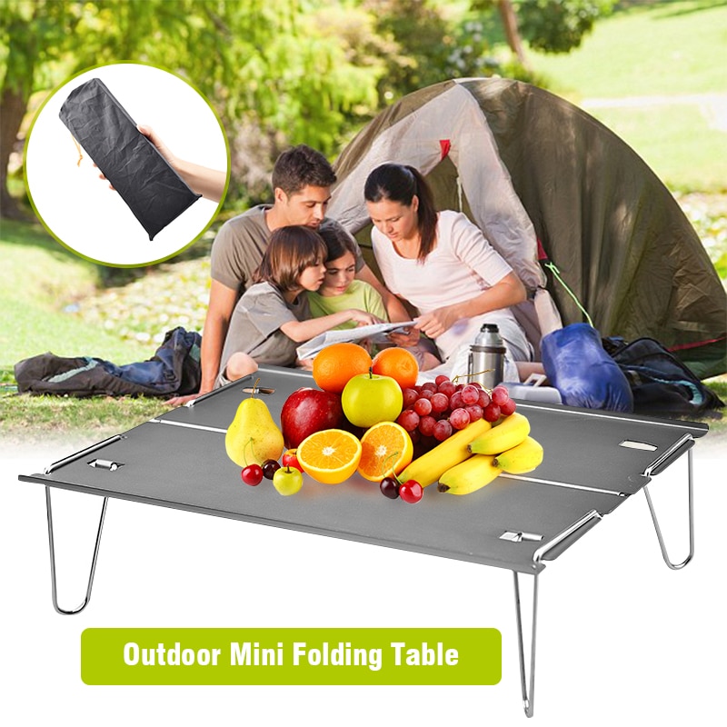 1pc bærbart udendørs camping mini-foldebord ultra-let sammenklappeligt vandrefiskeskrivebord med opbevaringspose