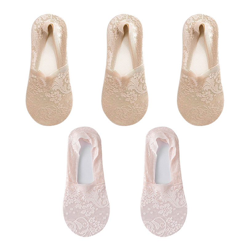 5 par/lote calcetines de mujer calcetines náuticos verano transpirable silicona antideslizante fino Invisible tobillo calcetín transparente corto Sox: Fucsia