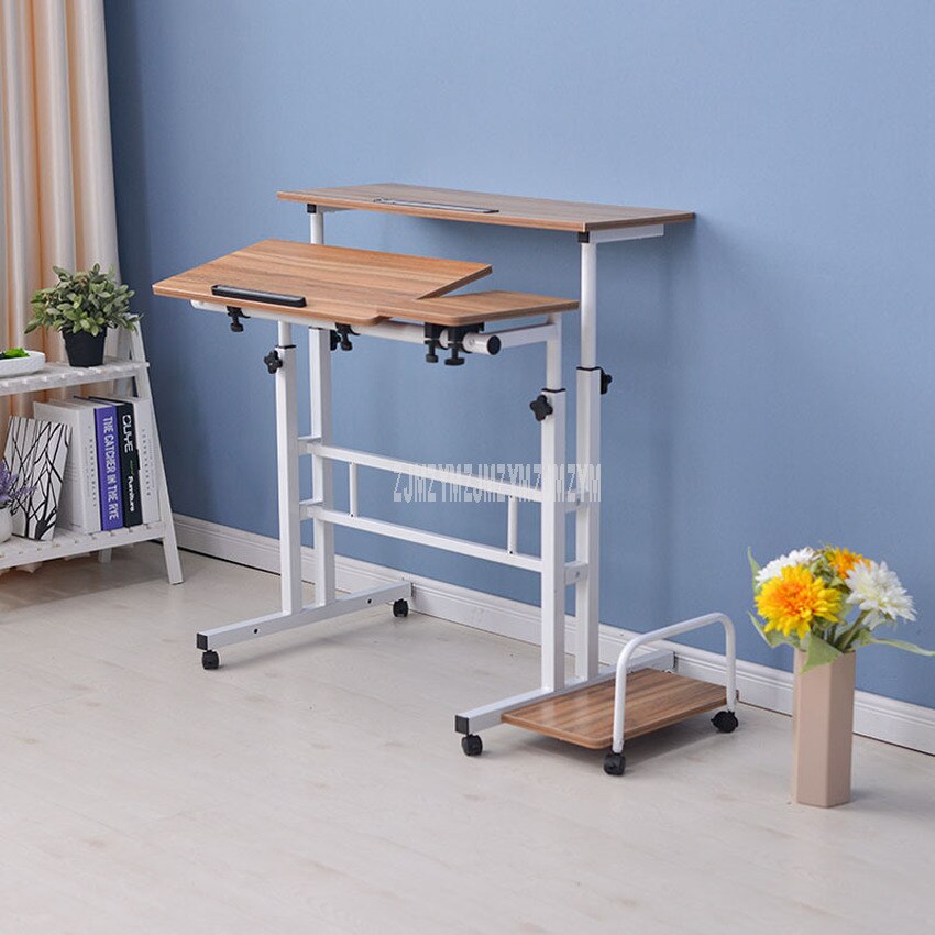 Modern Sit/Stand Computer Desk With Keyboard Tray Height Adjustable Simple Standing Laptop Desk Notebook/Monitor Holder Stand