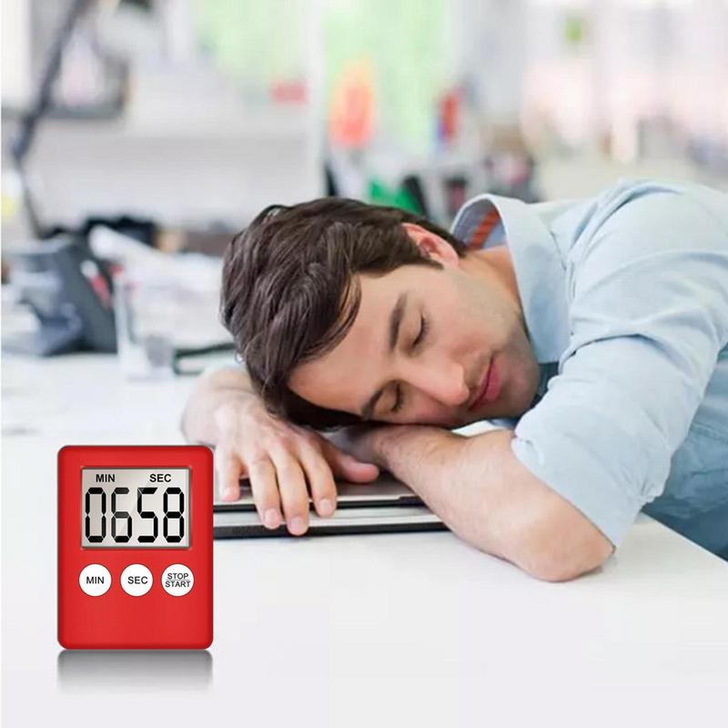 Temporizador de cocina con pantalla Digital LCD súper fino, reloj cuadrado con alarma de cuenta atrás para cocina, cronómetro para dormir, temporizador,