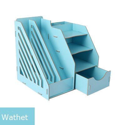 pink desk accessories stationery organizer file tray magazine makeup pencil holder office school organize: Blue
